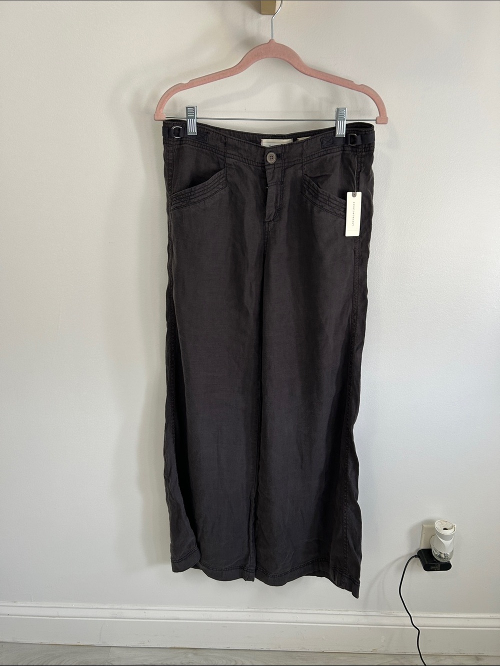 Anthropologie Hei Hei Linen Blend Wide Leg Pants Carbon